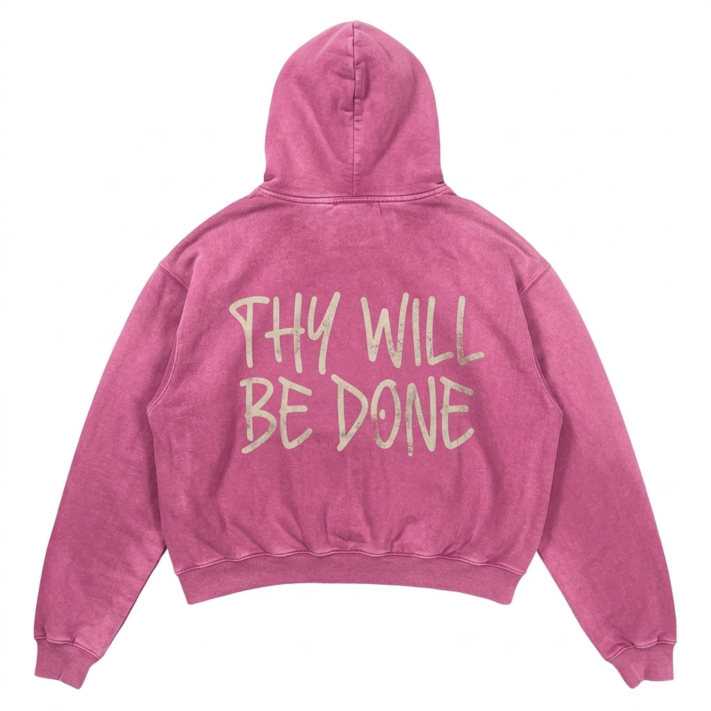 [WHOLESALE ONLY - CONTACT TO ORDER] Unisex Heavyweight Vintage Washed Boxy Cropped Graphic Hoodie (Washed Rose Pink)[AW-147]