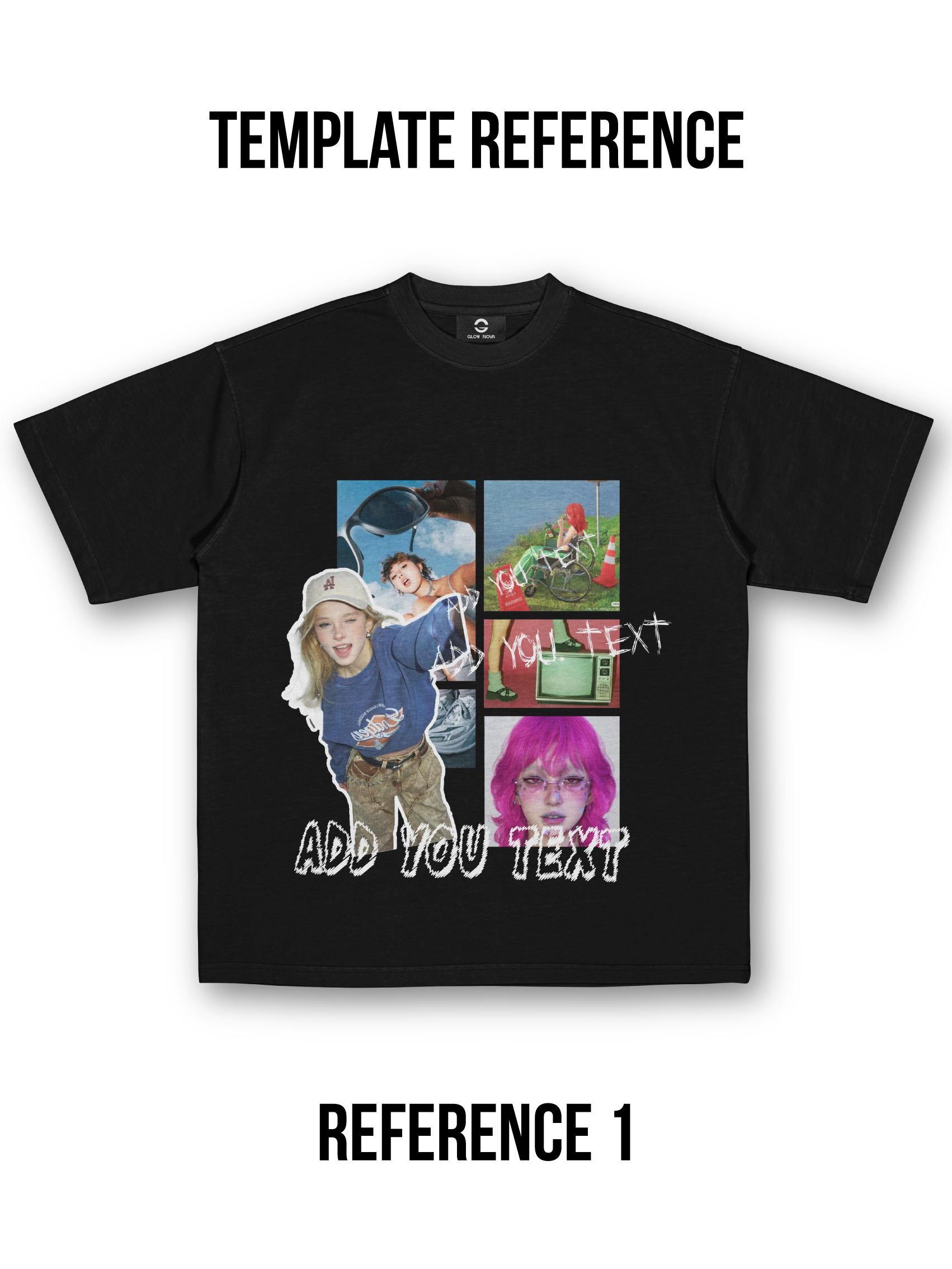 GLOWNOVA LAB 019 – cinq images + calque PNG + texte