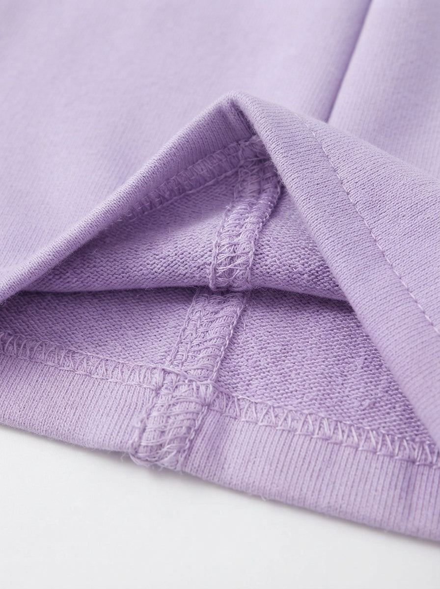 [WHOLESALE ONLY - CONTACT TO ORDER] Toddler Baby Girls French Terry Bell Bottom Flare Pants - Drawstring Elastic Waistband Pastel Lavender Trousers [KW-126]