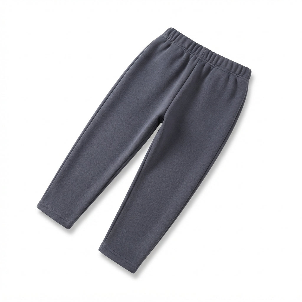 [WHOLESALE ONLY - CONTACT TO ORDER] Toddler Baby Fleece Jogger Sweatpants - Elastic Ribbed Waistband Charcoal Grey Winter Trousers[KW-133]