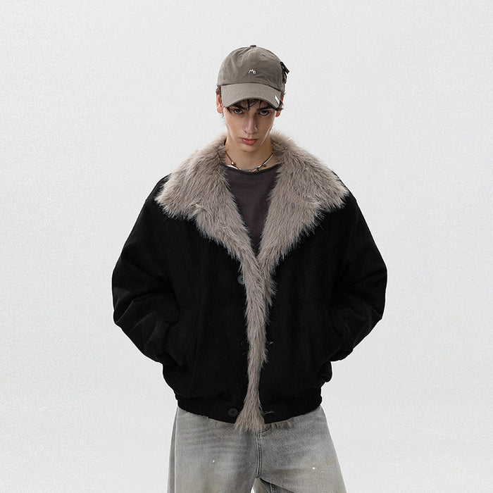 FAUX SUEDE FUR-TRIM PADDED JACKET [DROP2-006]