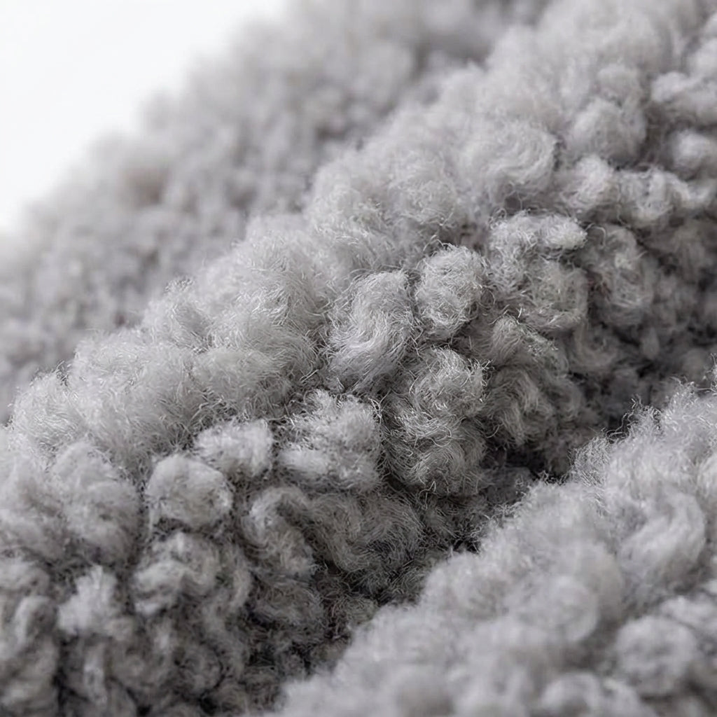 [WHOLESALE ONLY - CONTACT TO ORDER] Unisex 3D Sheep Horn Curly Boucle Fleece Memory Foam Winter Slippers - Platform Non-Slip House Shoes (Heather Grey) [FM-106]