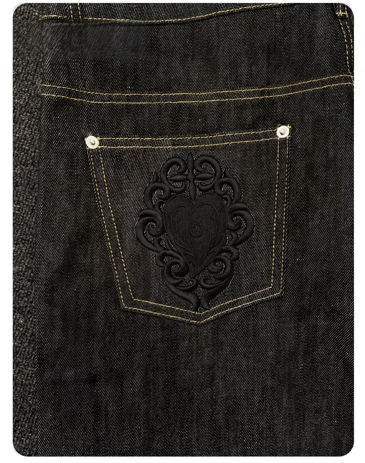 Men’s Raw Denim Flared Jeans – Embroidered Bootcut Pants[NA-015]