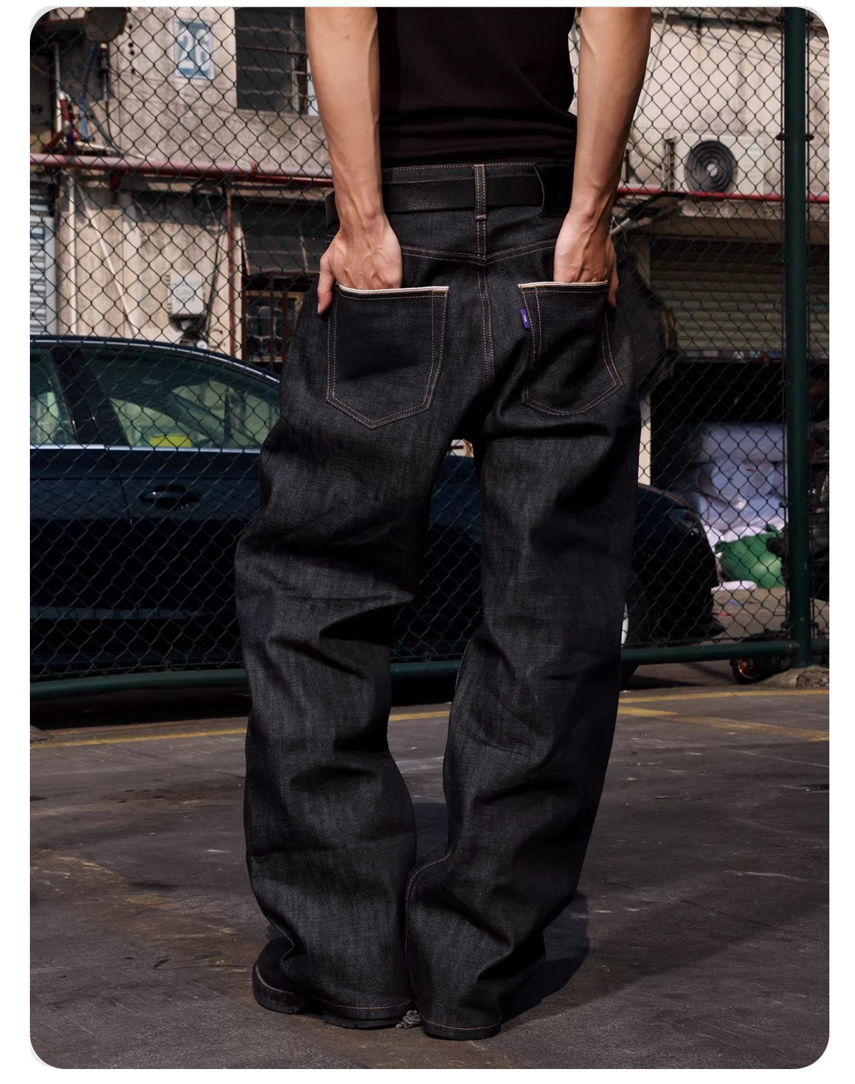 Men’s 15oz Selvedge Denim Jeans – Raw Narrow Loom Fabric, Bootcut Fit[NA-016]