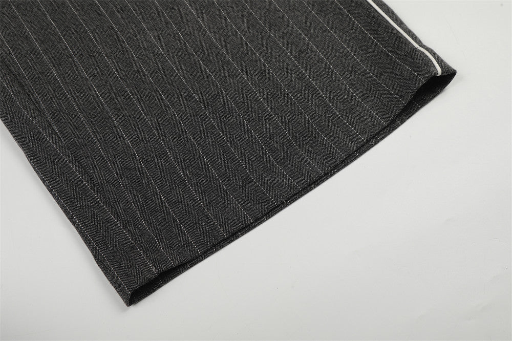 Men’s Striped Track Set – Colorblock Stand Collar Jacket & Straight-Leg Pants[NA-011]