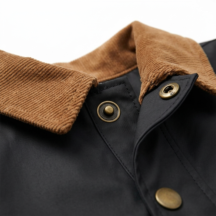 [WHOLESALE ONLY - CONTACT TO ORDER] Toddler & Boys Corduroy Collar Barn Jacket with Plaid Lining (Black) - Catalog Display Only (Do Not Order Directly)