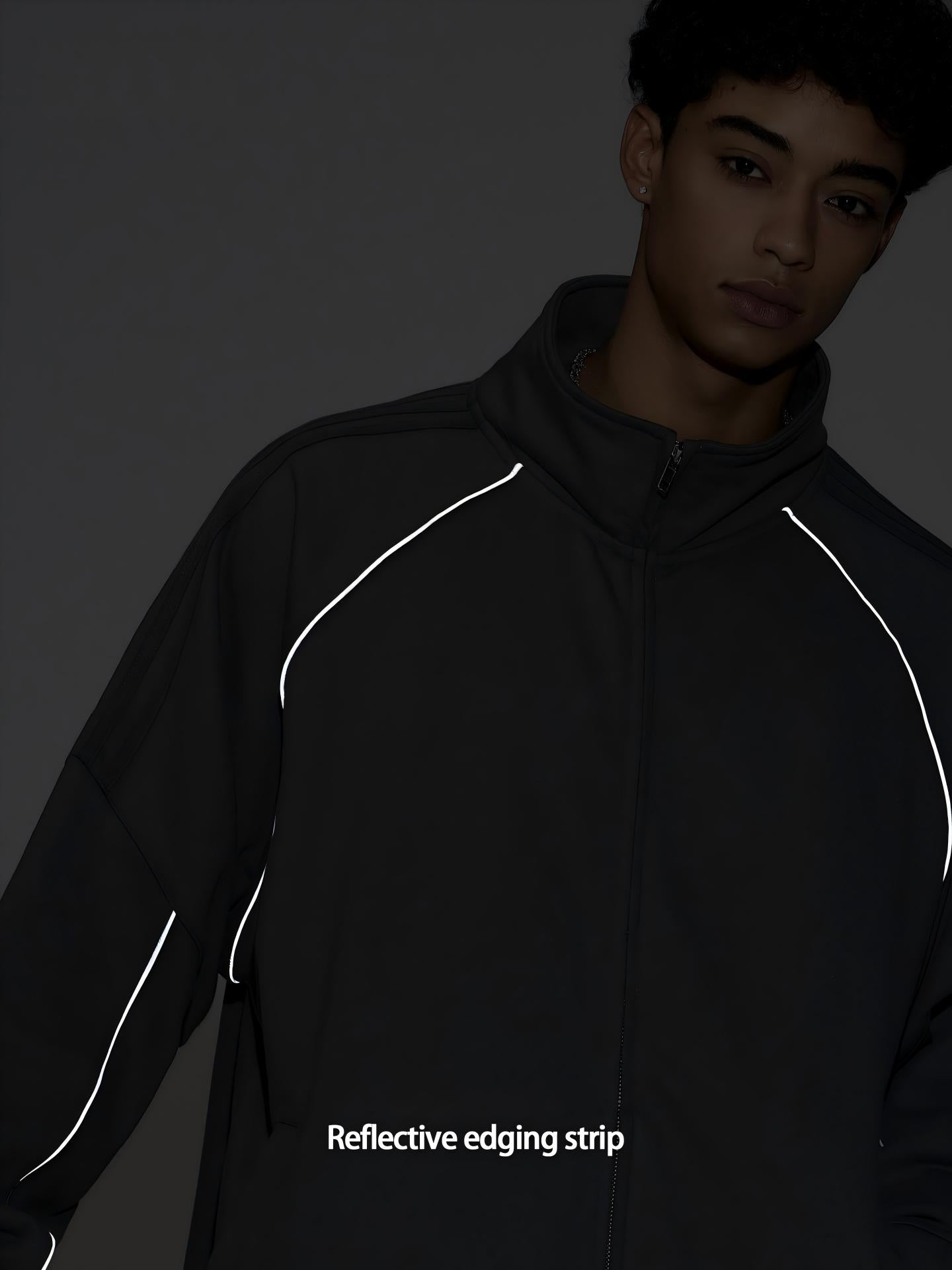 Reflective Stripe Tracksuit –American Style Zip-Up Hoodie [DROP3-001]