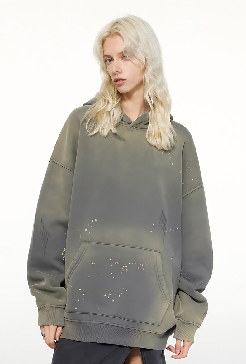 Men’s 360g Fleece-Lined Hoodie – American Streetwear Paint Splatter Monkey Print[DROP2-004]