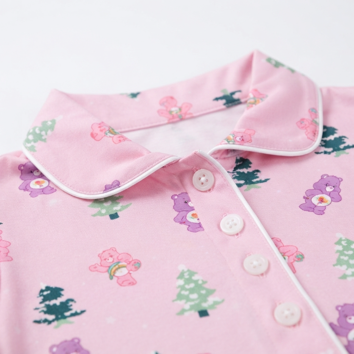 [WHOLESALE ONLY - CONTACT TO ORDER] Women's Care Bears Holiday Christmas Tree Pajama Set 2-Piece Long Sleeve Button-Down Top and Pants - Do Not Buy Direct