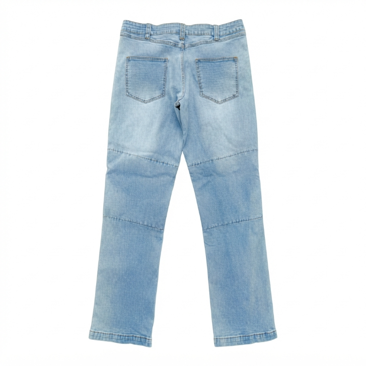 [WHOLESALE ONLY - CONTACT TO ORDER] Men's Light Wash Ankle Zipper Moto Denim Jeans Paneled Slim Straight Biker Pants - Do Not Buy Direct