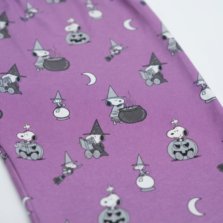 [WHOLESALE ONLY - CONTACT TO ORDER] Women's Halloween Witch Snoopy Pajama Shorts Purple Elastic Waist Cotton Blend Lounge Sleep Shorts - Do Not Buy Direct