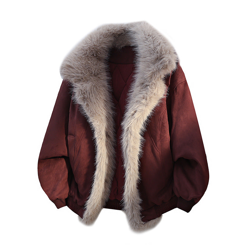 American Retro Soaring Eagle Faux Fur Collar Loose Couple Padded Coat [DROP3-006]