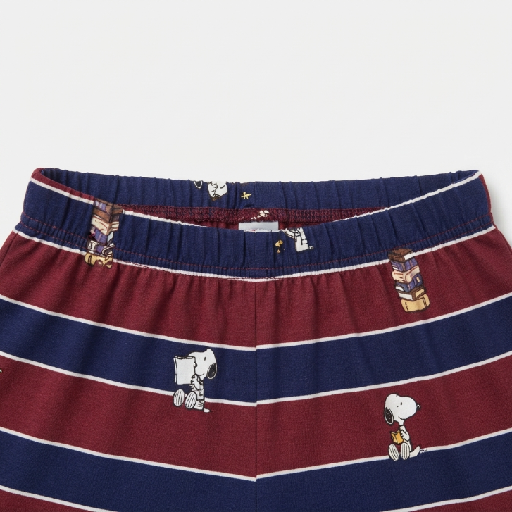 [WHOLESALE ONLY - CONTACT TO ORDER] Women's Snoopy Striped Short Pajama Set 2-Piece Cotton Blend Loungewear T-Shirt and Shorts - Do Not Buy Direct