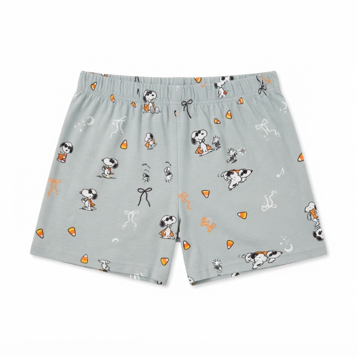 [WHOLESALE ONLY - CONTACT TO ORDER] Women's Halloween Snoopy Vampire Pajama Set 2-Piece Short Sleeve Button-Down Top and Shorts Grey - Do Not Buy Direct
