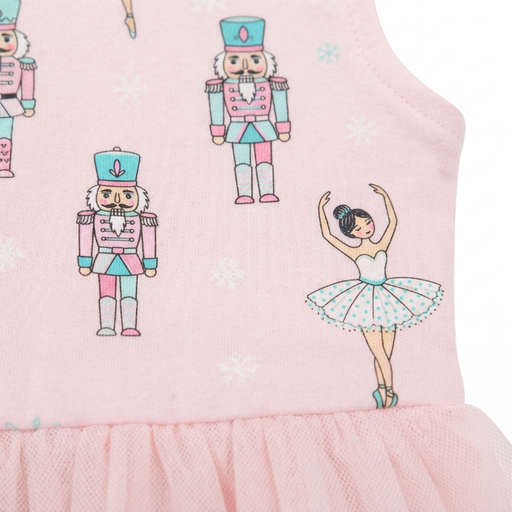 [WHOLESALE ONLY - CONTACT TO ORDER] Toddler & Girls Pastel Pink Nutcracker Ballerina Long Sleeve Tulle Tutu Dress - Holiday Catalog Display Only (Do Not Order Directly)