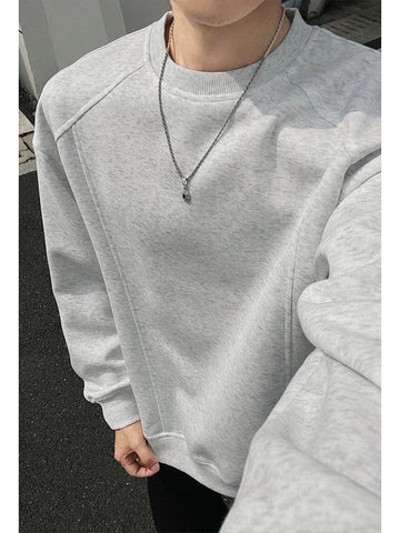 [WHOLESALE ONLY - CONTACT TO ORDER] Men's Heavyweight 75% Cotton Raglan Panel Seam Crewneck Sweatshirt (Oatmeal Heather Grey) [AW-426]