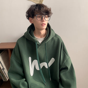 [WHOLESALE ONLY - CONTACT TO ORDER] Unisex Heavyweight Cotton Blend Chenille Wave Graphic Fleece Pullover Hoodie (Forest Green) [AW-529]