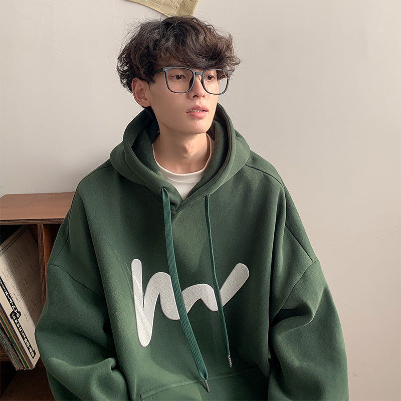 [WHOLESALE ONLY - CONTACT TO ORDER] Unisex Heavyweight Cotton Blend Chenille Wave Graphic Fleece Pullover Hoodie (Forest Green) [AW-529]