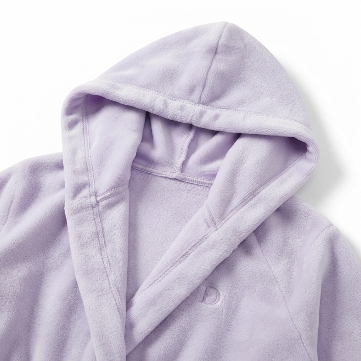 [WHOLESALE ONLY - CONTACT TO ORDER] Women's Plush Fleece Hooded Bathrobe Lavender Purple Soft Warm Belted Spa Robe Loungewear - Do Not Buy Direct