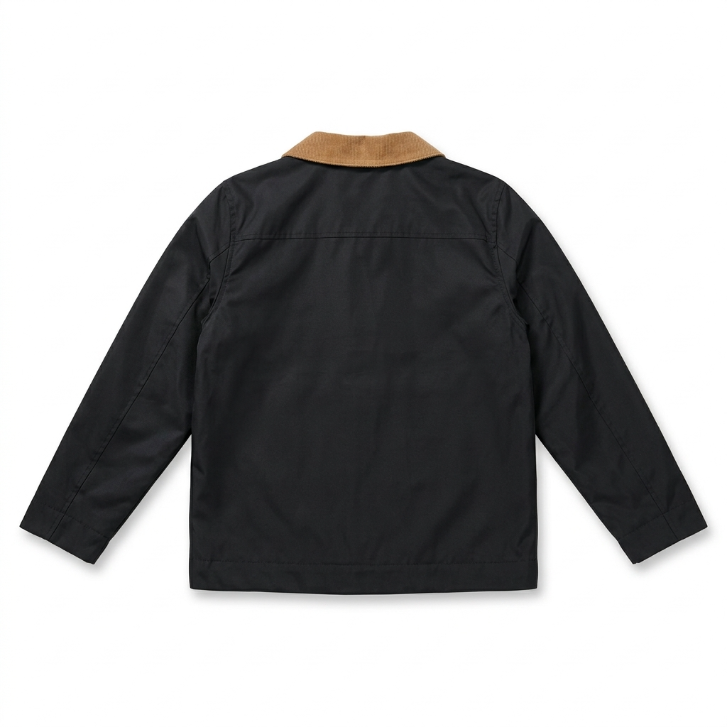 [WHOLESALE ONLY - CONTACT TO ORDER] Toddler & Boys Corduroy Collar Barn Jacket with Plaid Lining (Black) - Catalog Display Only (Do Not Order Directly)