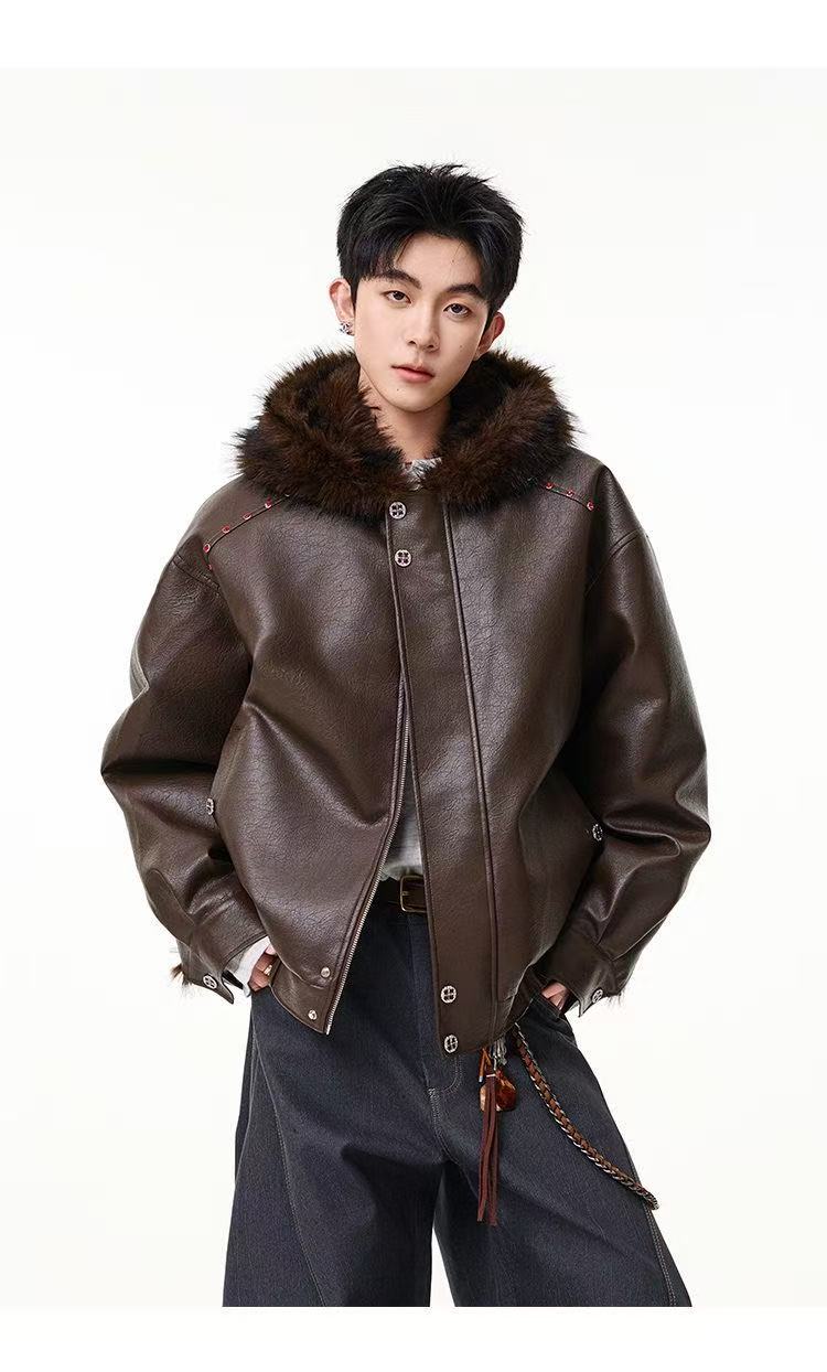 2026 New Vintage Lapel PU Leather Jacket