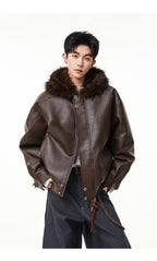 2026 New Vintage Lapel PU Leather Jacket