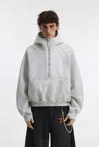 500g Heavyweight Clean-Fit Cropped Half-Zip Hoodie [DROP2-001]