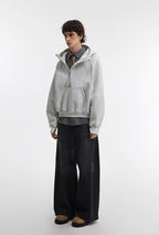 500g Heavyweight Clean-Fit Cropped Half-Zip Hoodie [DROP2-001]