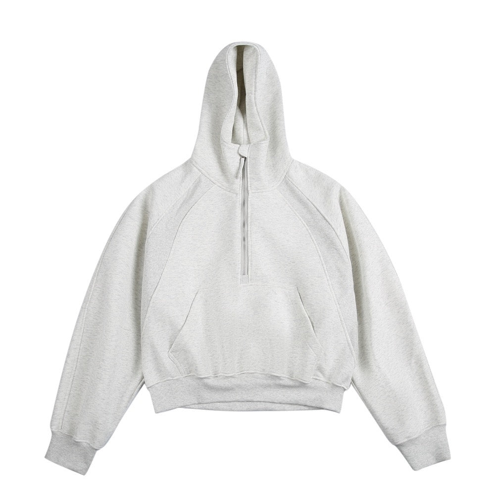 500g Heavyweight Clean-Fit Cropped Half-Zip Hoodie [DROP2-001]