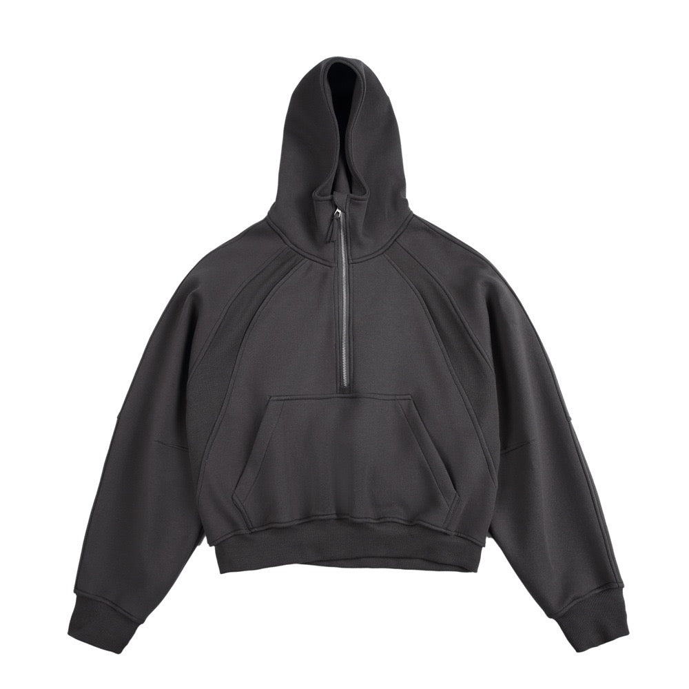 500g Heavyweight Clean-Fit Cropped Half-Zip Hoodie [DROP2-001]