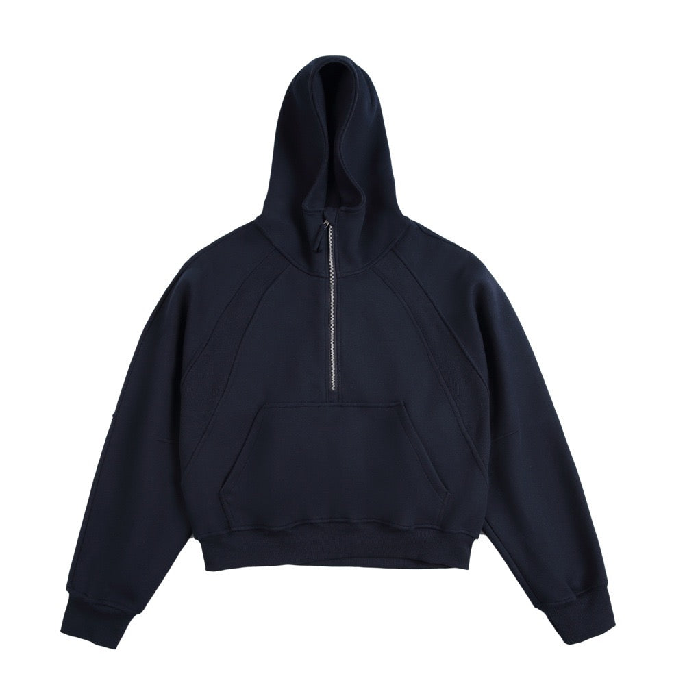 500g Heavyweight Clean-Fit Cropped Half-Zip Hoodie [DROP2-001]