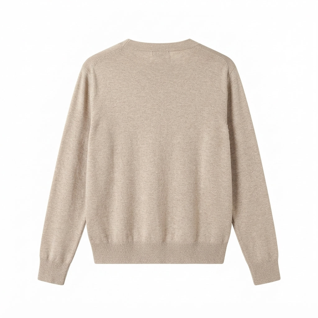 [WHOLESALE ONLY - CONTACT TO ORDER] Women's Ultra-Soft Cashmere-Feel Plain Knit Deep V-Neck Button-Front Cardigan Sweater (Heather Oat Melange) [AW-205]