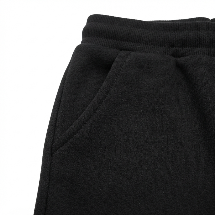 [WHOLESALE ONLY - CONTACT TO ORDER] Kids Unisex Black Cotton Fleece Jogger Sweatpants - Comfy Drawstring Waist Pockets Lounge Pants (Do Not Order Directly)