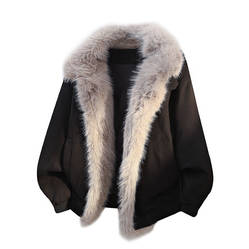 American Retro Soaring Eagle Faux Fur Collar Loose Couple Padded Coat [DROP3-006]