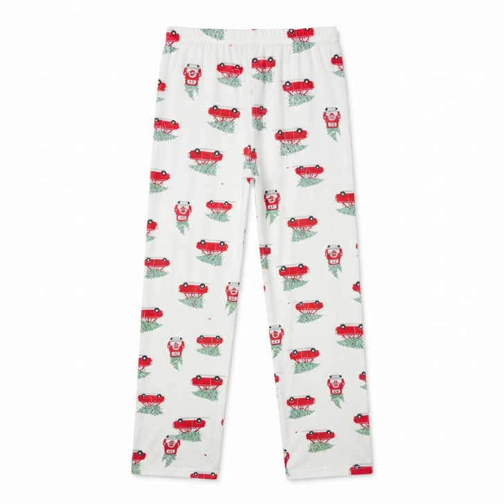 [WHOLESALE ONLY - CONTACT TO ORDER] Women's Christmas Vintage Red Truck Print Pajama Set 2-Piece Short Sleeve Button-Down Top and Pants - Do Not Buy Direct