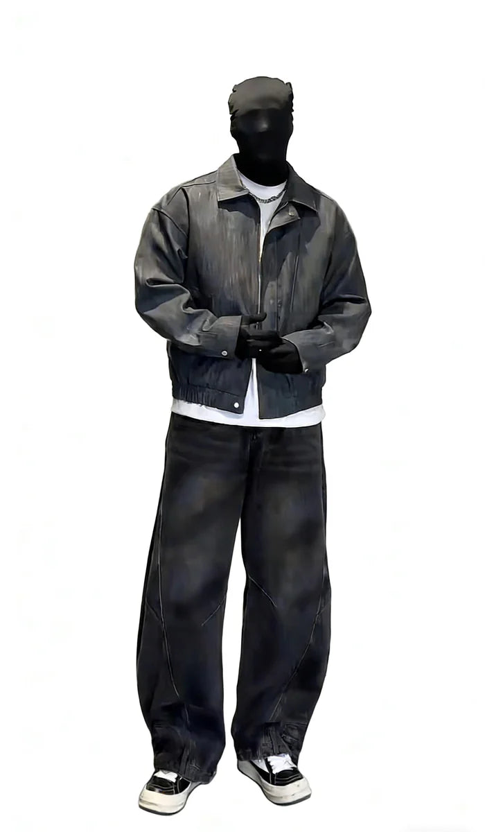 DYED FAUX LEATHER HARRINGTON JACKET [DROP2-011]