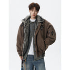 American Retro Soaring Eagle Fur Collar Fleece Lined Puffer Jacket [DROP3-007]