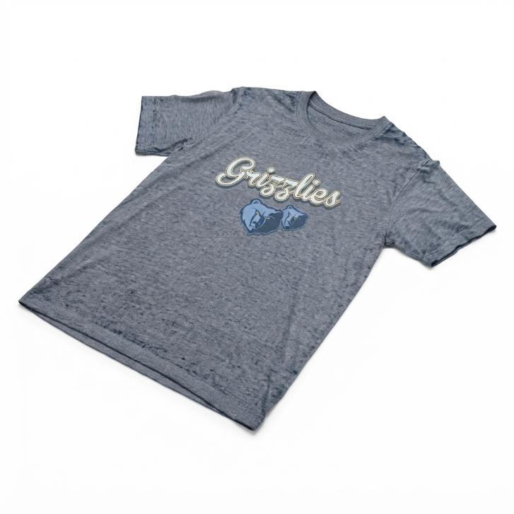 [WHOLESALE ONLY - CONTACT TO ORDER] NBA Memphis Grizzlies Script Logo Vintage Heathered Graphic T-Shirt Short Sleeve Crewneck - Do Not Buy Direct