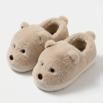 [WHOLESALE ONLY - CONTACT TO ORDER] Unisex 3D Teddy Bear Fluffy Faux Fur Memory Foam Winter Slippers - Platform Non-Slip House Shoes (Warm Oat Camel) [FM-109]