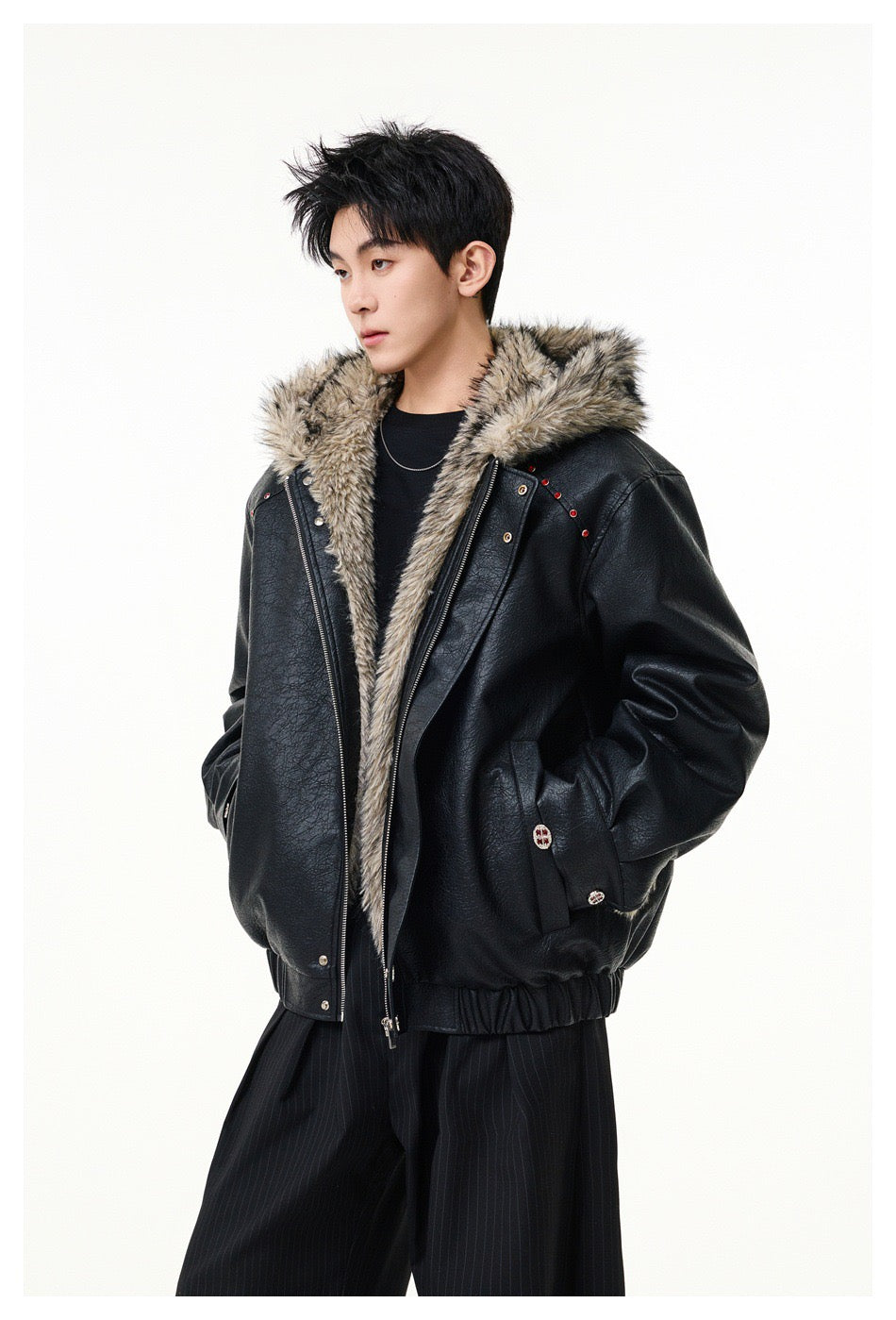 2026 New Vintage Lapel PU Leather Jacket