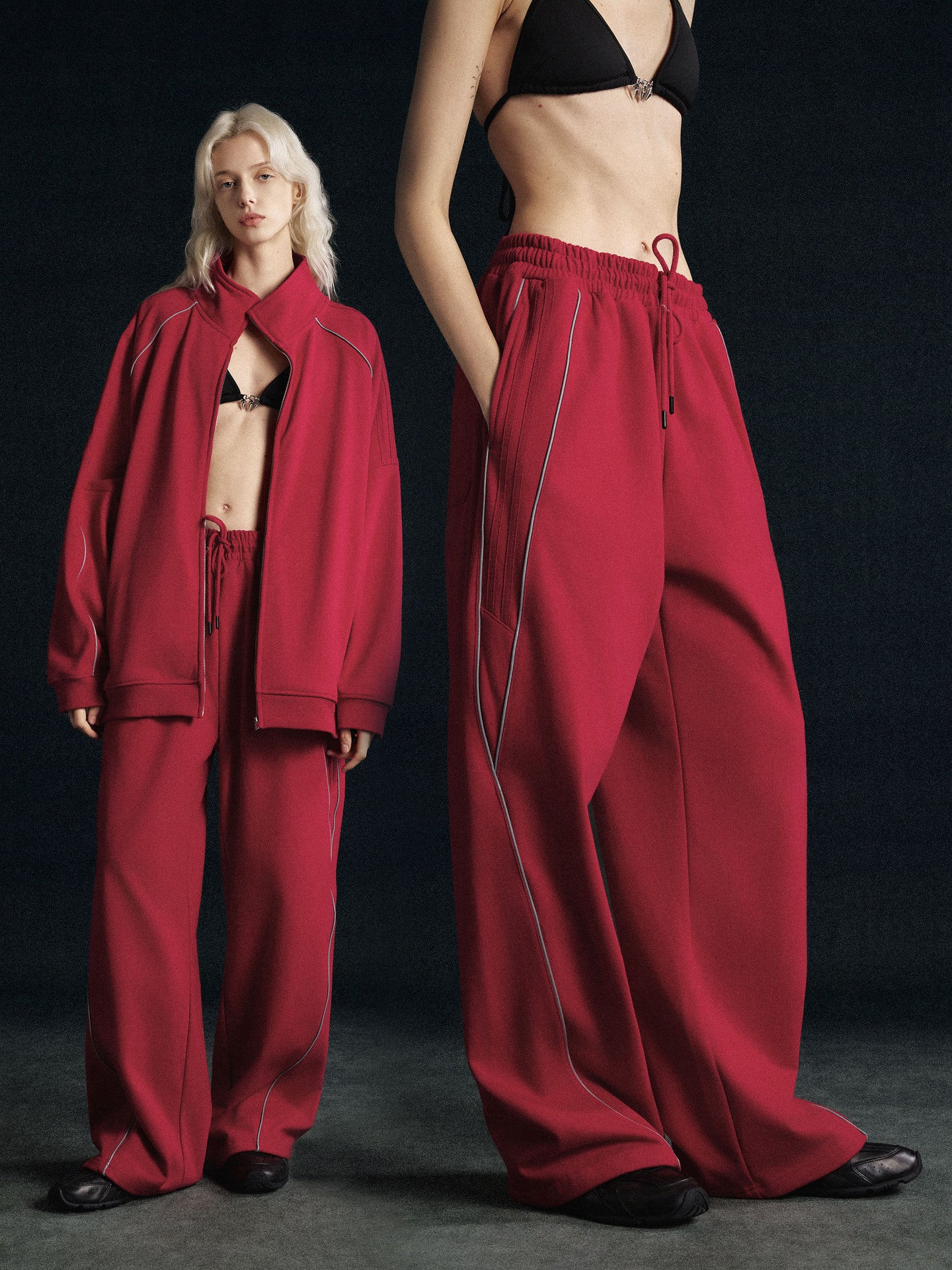 Reflective Stripe Tracksuit –Straight-Leg Sweatpants [DROP3-002]
