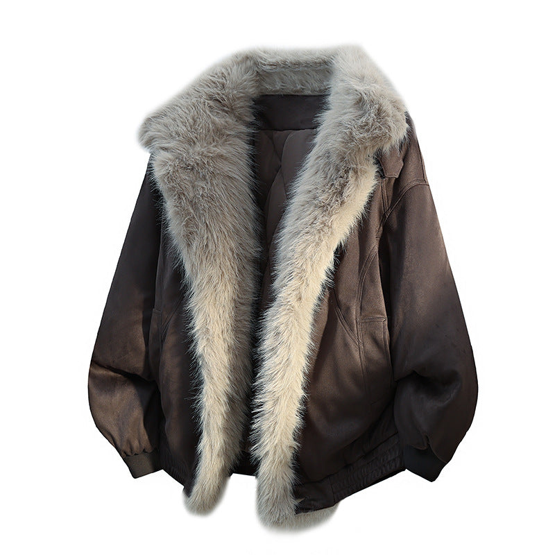 American Retro Soaring Eagle Faux Fur Collar Loose Couple Padded Coat [DROP3-006]