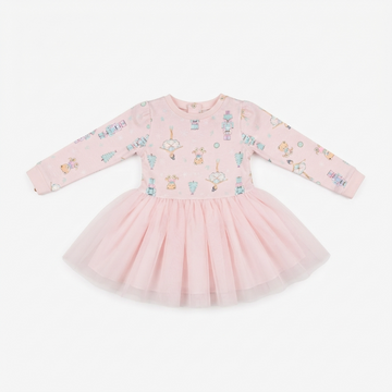 [WHOLESALE ONLY - CONTACT TO ORDER] Toddler & Girls Pastel Pink Nutcracker Ballerina Long Sleeve Tulle Tutu Dress - Holiday Catalog Display Only (Do Not Order Directly)