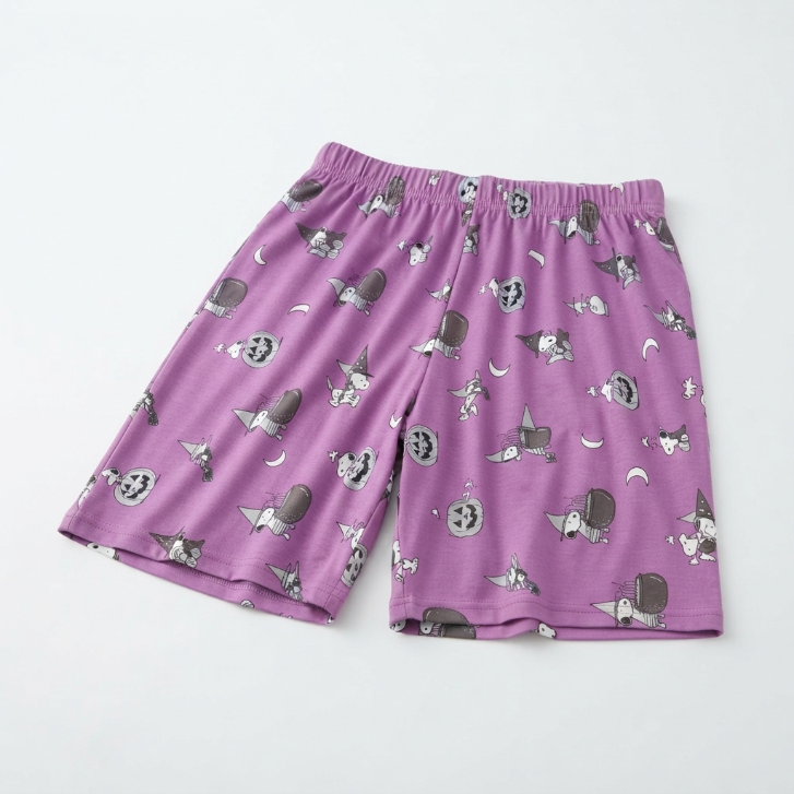 [WHOLESALE ONLY - CONTACT TO ORDER] Women's Halloween Witch Snoopy Pajama Shorts Purple Elastic Waist Cotton Blend Lounge Sleep Shorts - Do Not Buy Direct