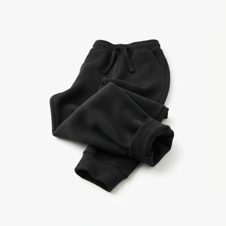 [WHOLESALE ONLY - CONTACT TO ORDER] Kids Unisex Black Cotton Fleece Jogger Sweatpants - Comfy Drawstring Waist Pockets Lounge Pants (Do Not Order Directly)