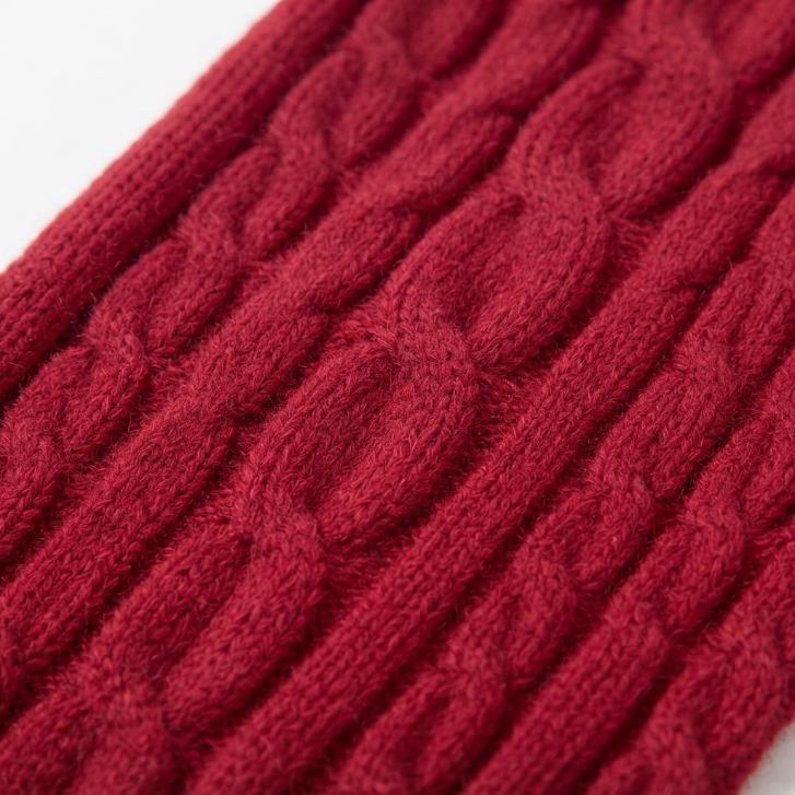 [WHOLESALE ONLY - CONTACT TO ORDER] Women's Cable-Knit Zip-Up Hooded Sweater and High-Waist Flare Pants 2-Piece Lounge Set Red - Do Not Buy Direct