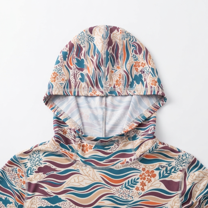 [WHOLESALE ONLY - CONTACT TO ORDER] Women's UPF 50+ Sun Protection Hoodie Long Sleeve Quick-Dry Outdoor Wave Print Rash Guard - Do Not Buy Direct