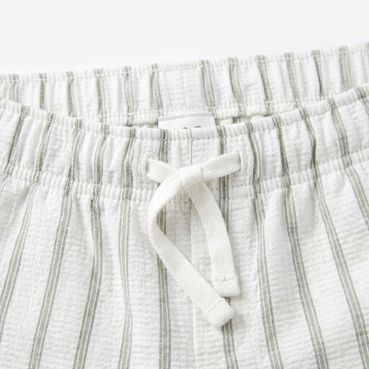 [WHOLESALE ONLY - CONTACT TO ORDER] Toddler Boys Striped Waffle Gauze Shirt & Shorts 2-Piece Summer Set (Sage Green) - Catalog Display Only (Do Not Order Directly)