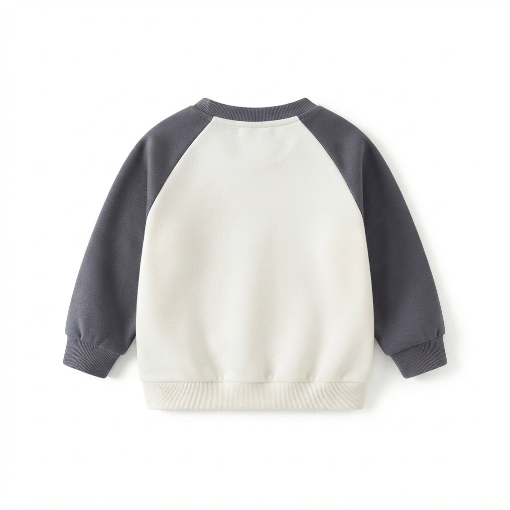 [WHOLESALE ONLY - CONTACT TO ORDER] Toddler Baby Fleece Crewneck Sweatshirt - Colorblock Raglan Sleeve with Chest Pocket Pullover[KW-134]