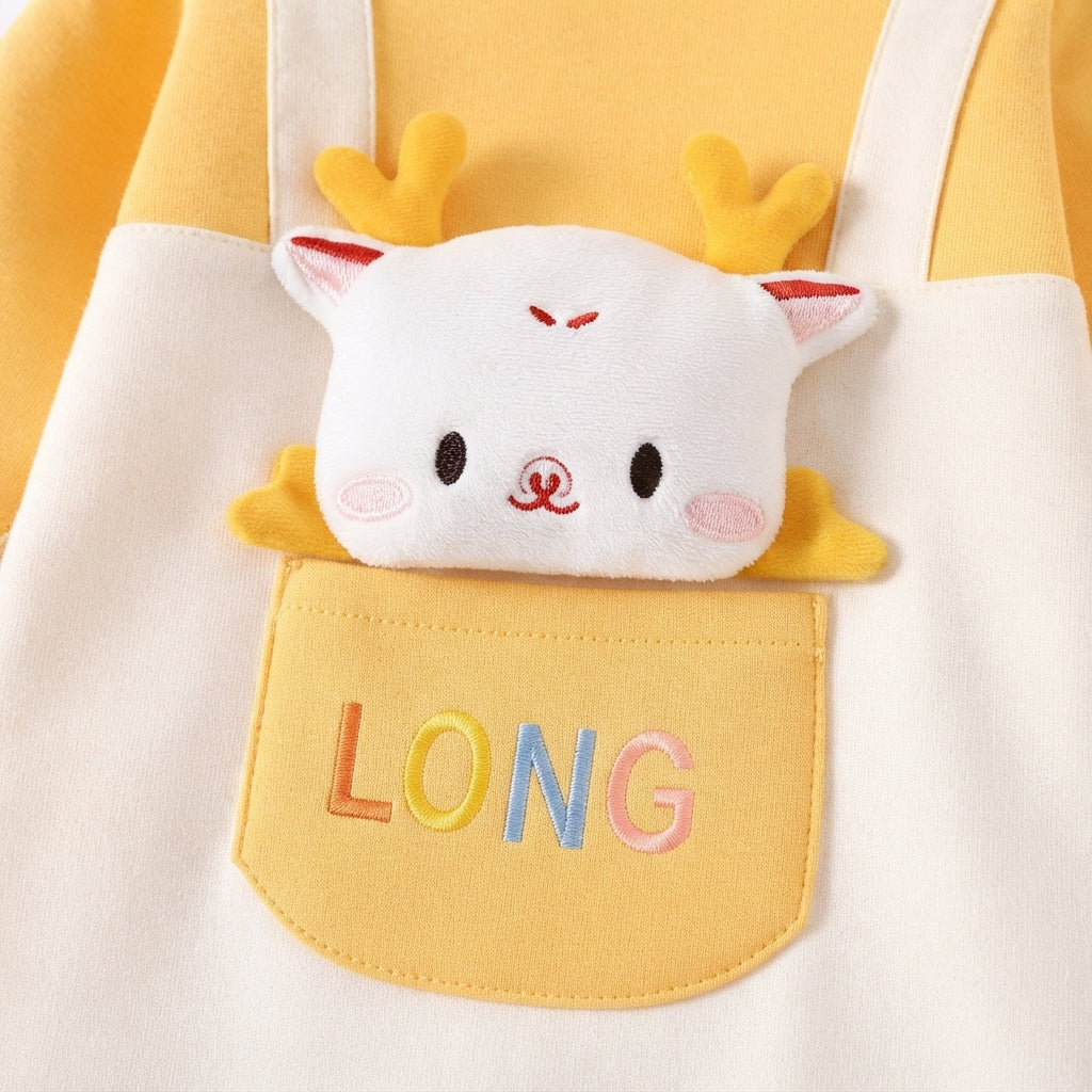 [WHOLESALE ONLY - CONTACT TO ORDER] Newborn Infant Baby Long Sleeve Romper - Cute 3D Plush Dragon Deer Creature Overall Suspender Footless Jumpsuit [KW-172]